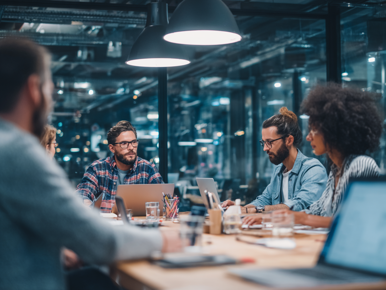 Design and engineering teams co-creating app flows